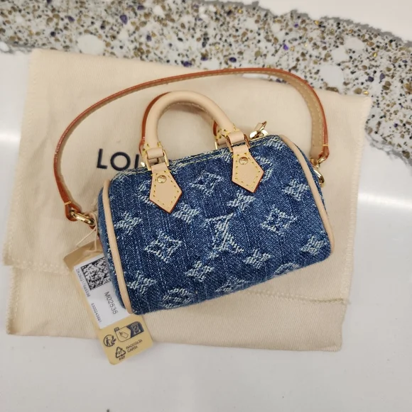 LOUIS VUITTON 2025 LV x TM Murakami Cerises Cherry Denim Micro Speedy Bag Charm - Picture 4 of 8